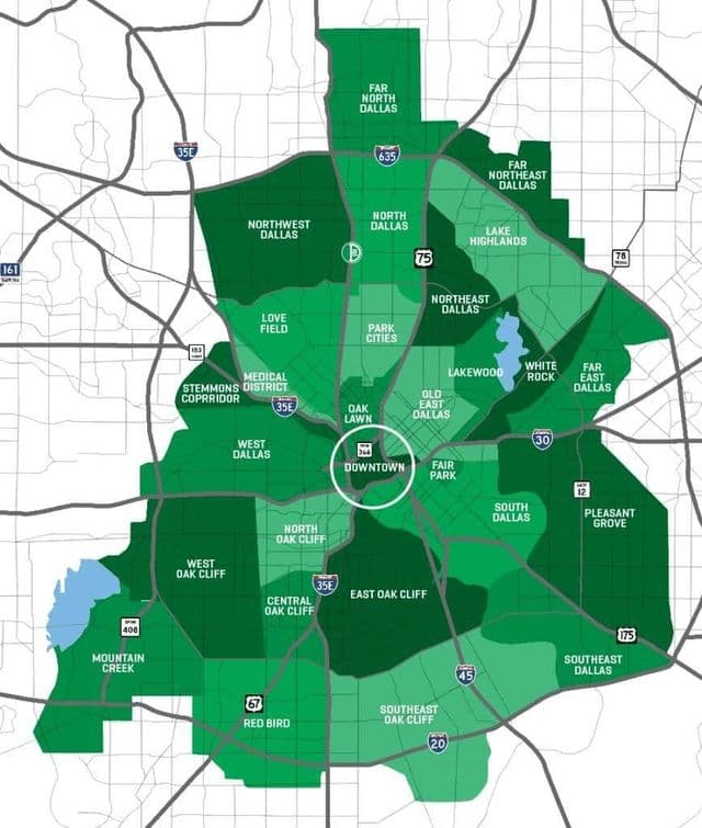 Mapa de los barrios de Dallas