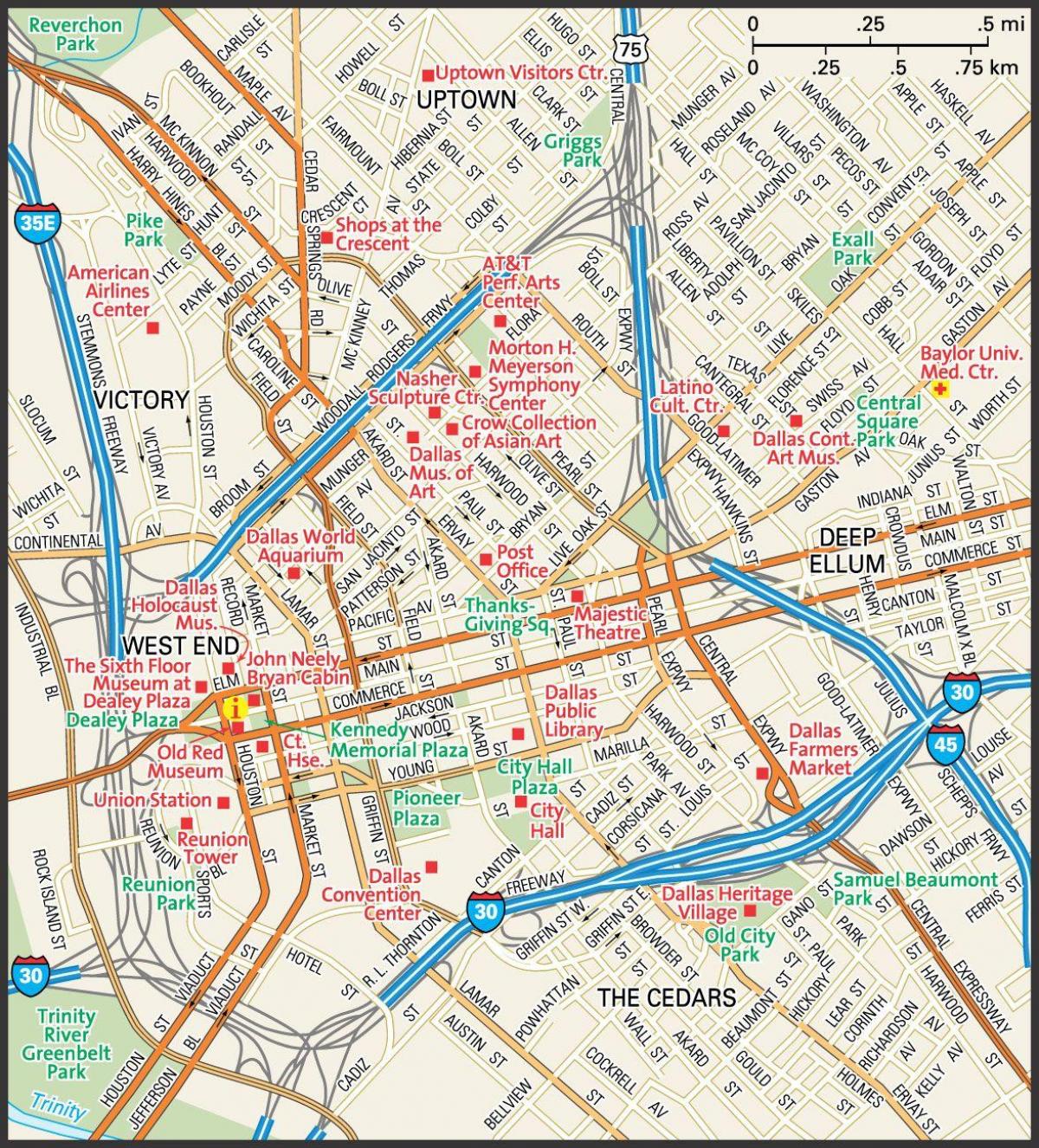 Mapa del centro de Dallas
