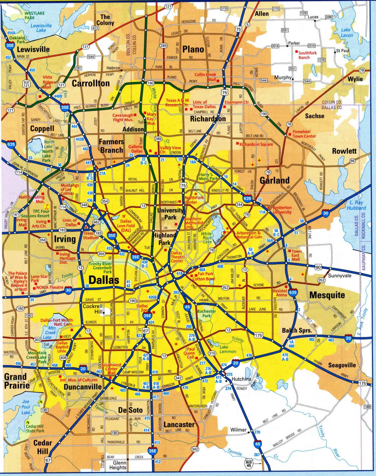 Mapa de la ciudad de Dallas