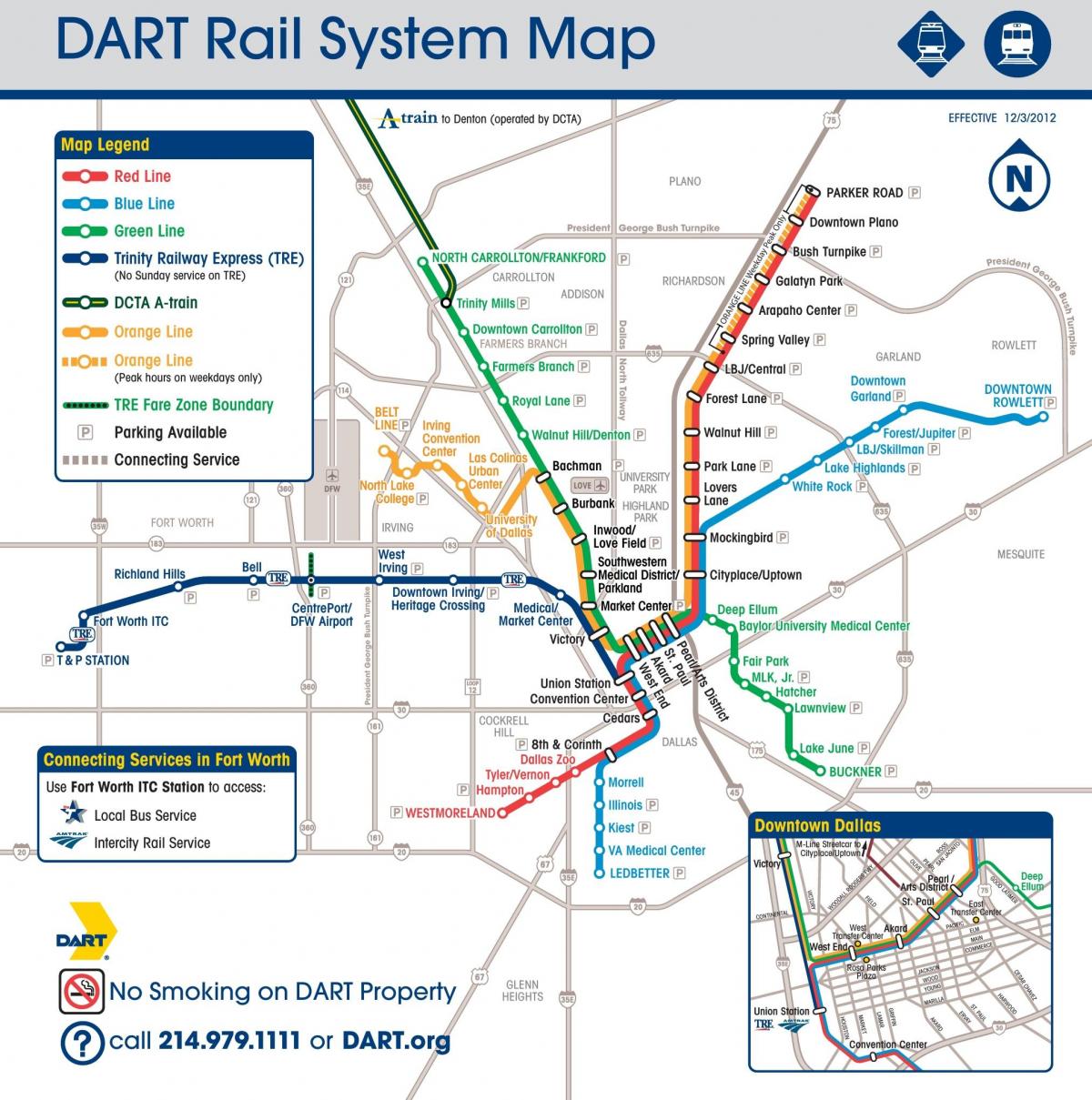 Mapa de las estaciones de metro de Dallas