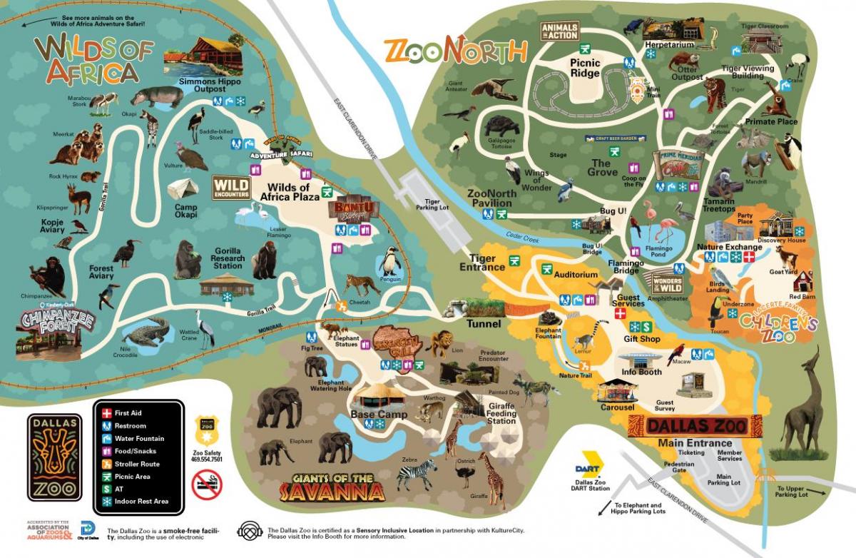 Mapa del parque zoológico de Dallas