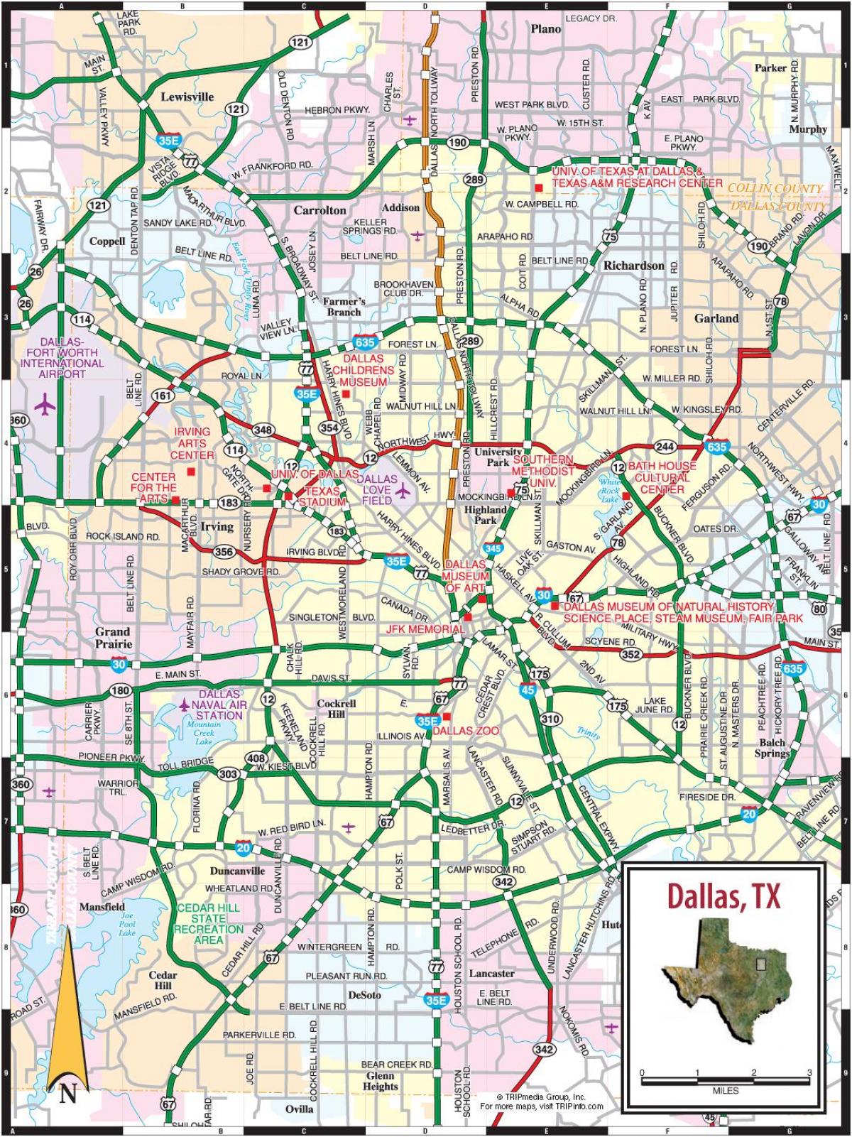 Mapa de carreteras de Dallas