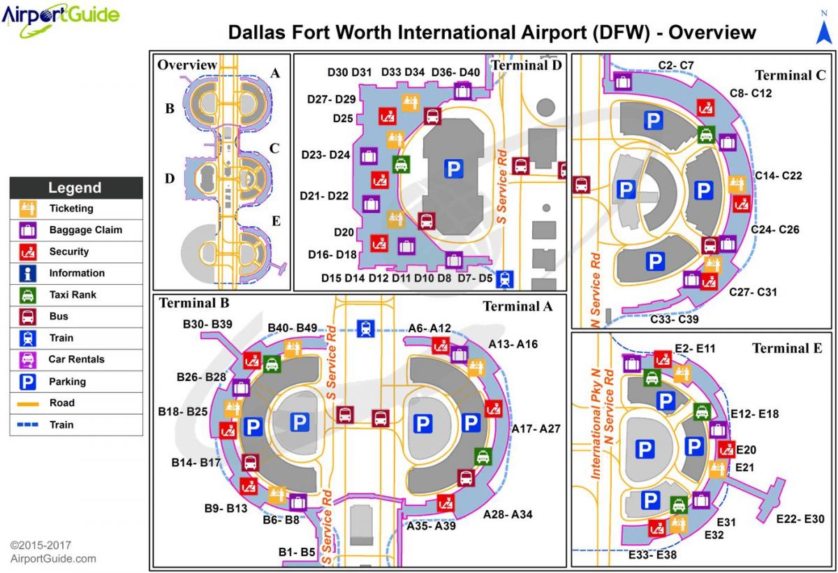 Mapa de la terminal del aeropuerto de Dallas