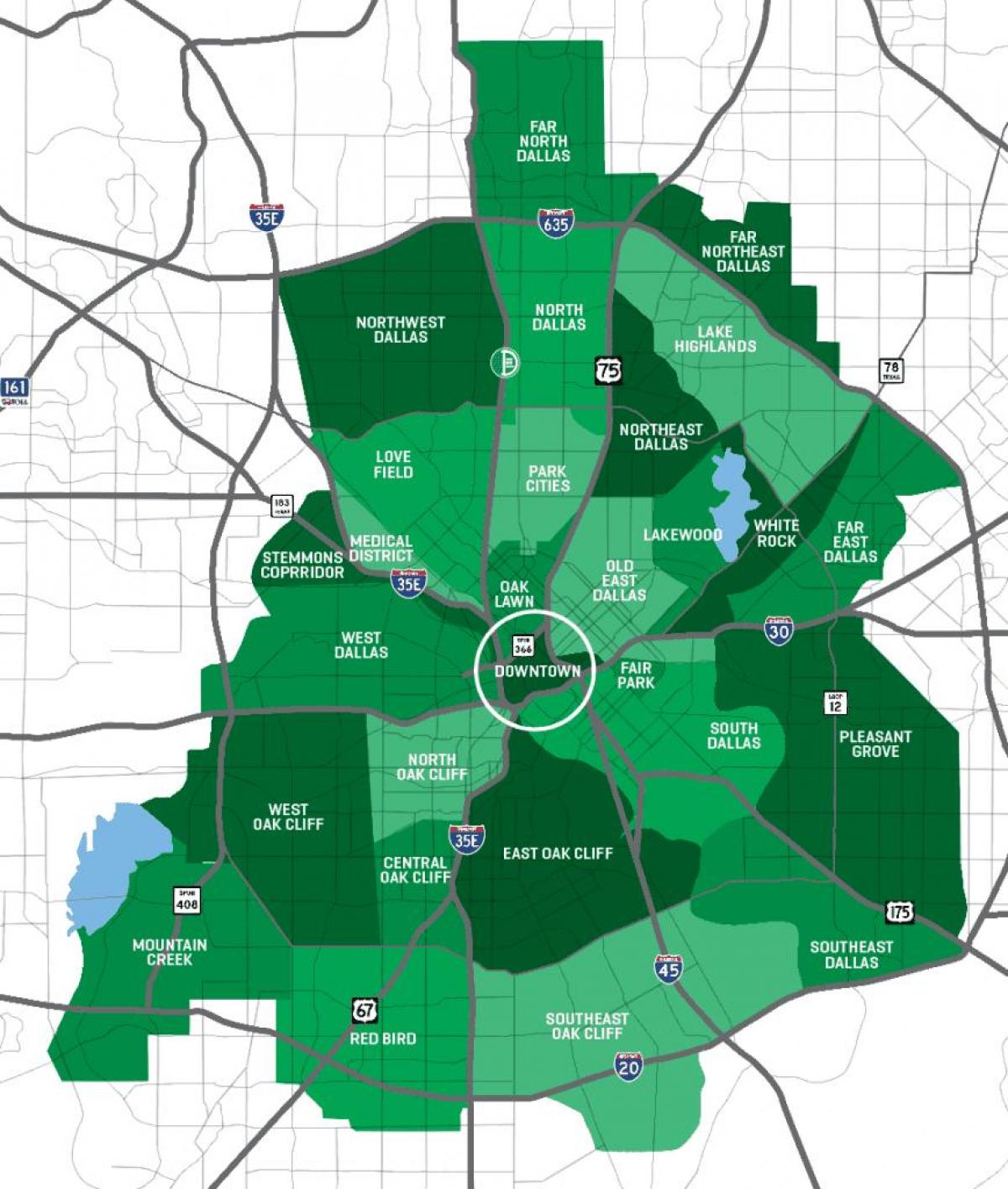 Mapa de los barrios de Dallas